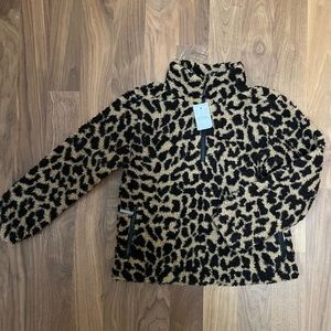 Crewcuts half zip, leopard print, fleece jacket